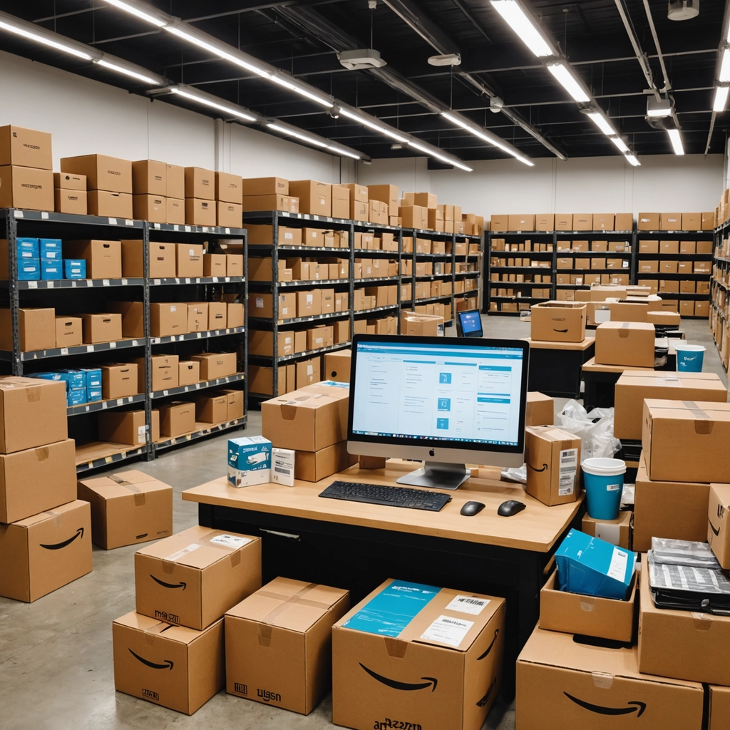 Expert FBA prep services in a Southern California warehouse showing specialized labeling and inspection for Amazon sellers.